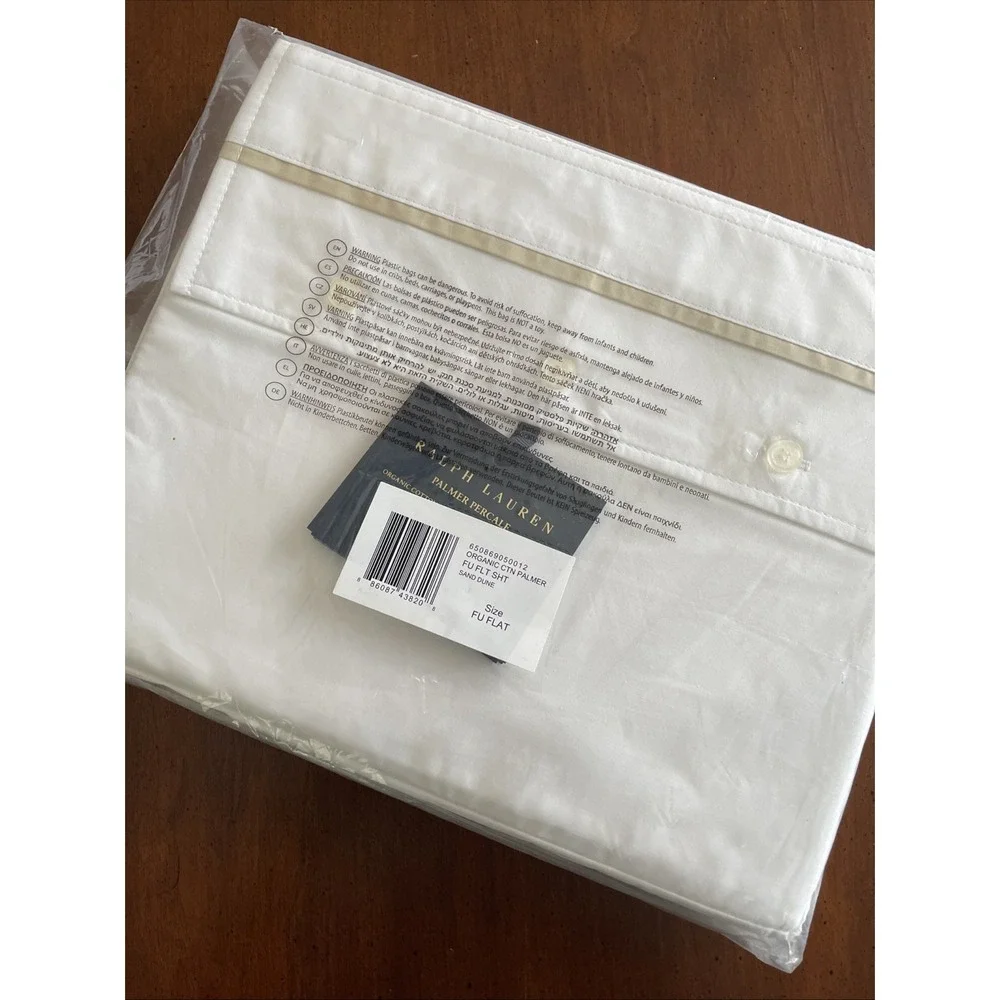 NEW Ralph Lauren Full‎ Flat Sheet Palmer Sand Dune Cotton 464TC